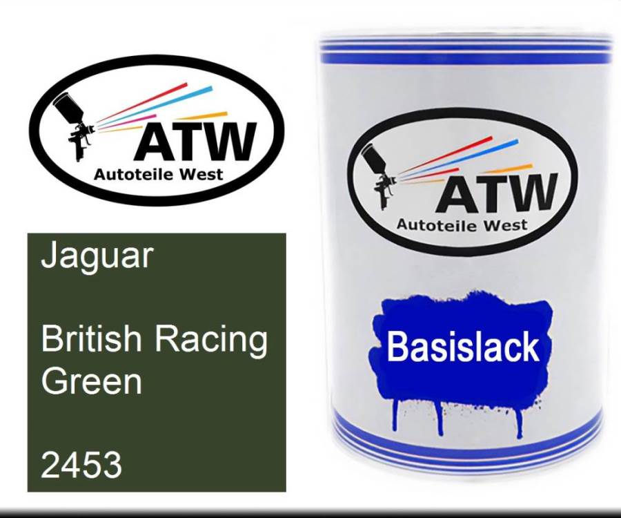 Jaguar, British Racing Green, 2453: 500ml Lackdose, von ATW Autoteile West.